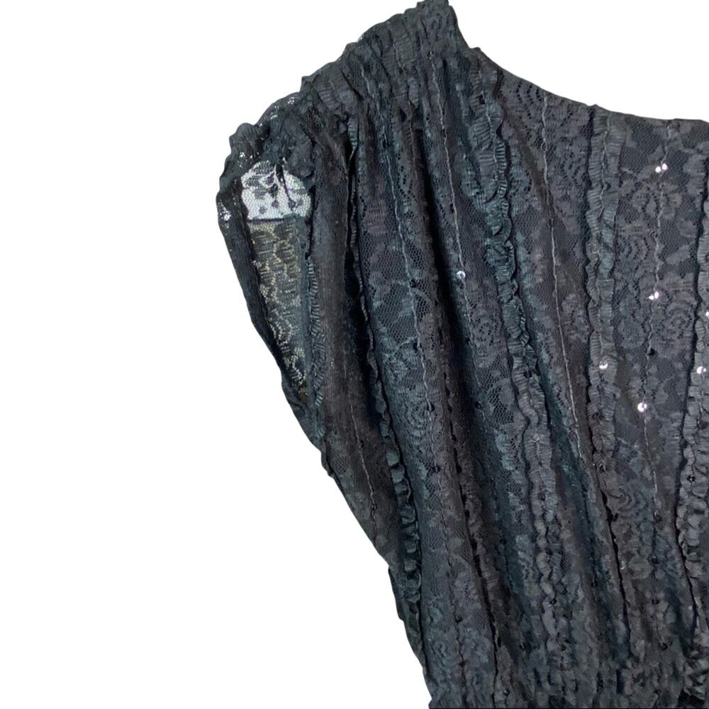 Style & Co Black Lace Sparkle Cap Sleeve Tunic Women's Size Medium - Picture 3 of 7